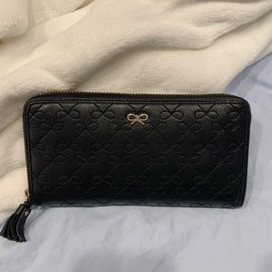 Anya Hindmarch black leather large zip wallet
